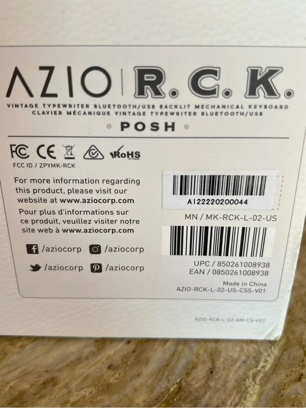 AZIO R.C.K. Vintage Typewriter Bluetooth/USB Backlit Mechanical Keyboard 